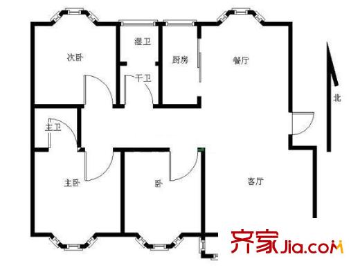 潤(rùn)花園戶(hù)型圖戶(hù)型圖 3室 3室2廳2衛(wèi)1廚