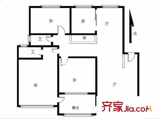 奧體新城清竹園戶型圖戶型圖 3室  3室2廳2衛(wèi)1廚