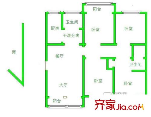 四平苑戶型圖戶型圖 4室 4室2廳2衛(wèi)1廚