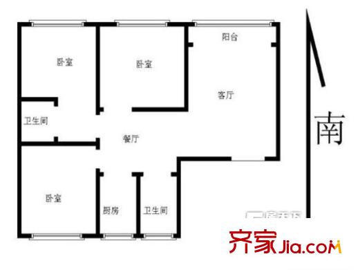 吉慶家園戶型圖戶型圖 3室 3室2廳2衛(wèi)1廚