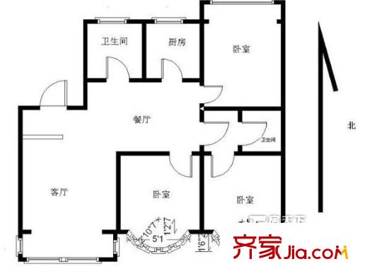 吉慶家園戶型圖戶型圖 3室 3室2廳1衛(wèi)1廚
