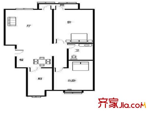 翰香苑戶型圖戶型圖 2室 2室2廳1衛(wèi)1廚