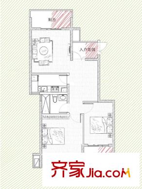 宜家國際公寓戶型圖戶型圖 2室 2室2廳1衛(wèi)1廚