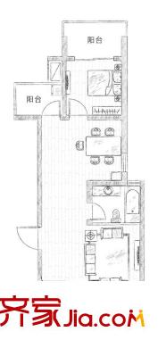 宜家國際公寓戶型圖戶型圖 1室 1室2廳1衛(wèi)1廚