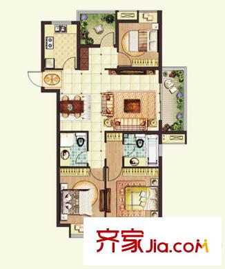 保利羅蘭香谷戶型圖一期09幢標準層D2戶型 3室2廳2衛(wèi)1廚