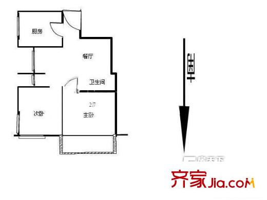 百家湖花園西花園戶型圖戶型圖 2室 2室1廳1衛(wèi)1廚