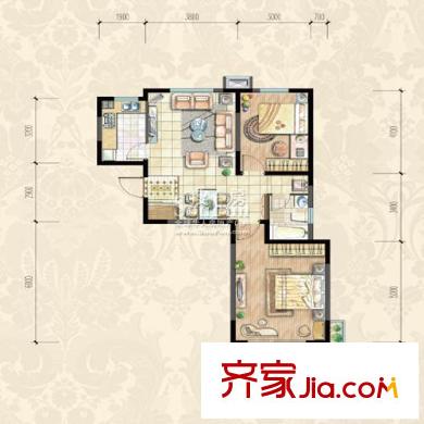 武夷水岸家園戶型圖戶型圖 2室 2室1廳1衛(wèi)1廚