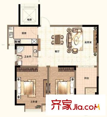 奧體新城青桐園戶型圖戶型圖 2室 2室2廳1衛(wèi)1廚
