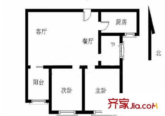 奧體新城青桐園戶型圖戶型圖 2室 2室1廳1衛(wèi)1廚