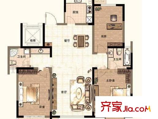 奧體新城青桐園戶型圖戶型圖 3室 3室2廳2衛(wèi)1廚
