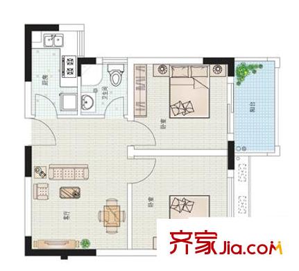 方山熙園戶型圖戶型圖 2室 2室2廳1衛(wèi)1廚