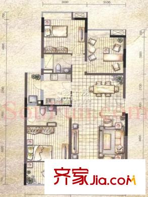 中海塞納麗舍戶型圖戶型圖 2室 2室2廳1衛(wèi)1廚