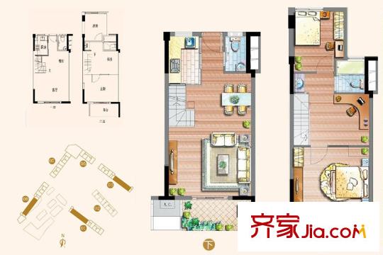 仁恒G53公寓戶型圖 戶型圖 3室 3室2廳2衛(wèi)1廚