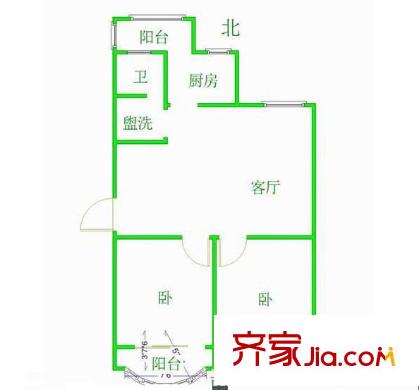 明月新寓戶型圖戶型圖 2室  2室1廳1衛(wèi)1廚