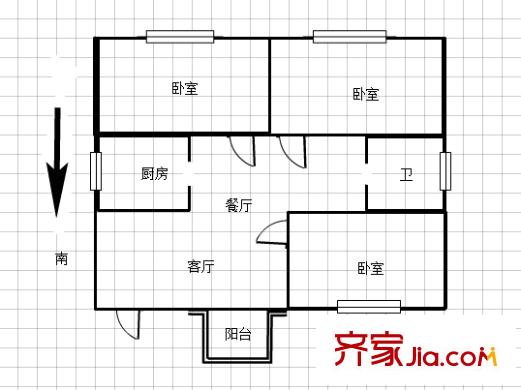 尚東花園戶型圖戶型圖 3室 3室2廳1衛(wèi)1廚