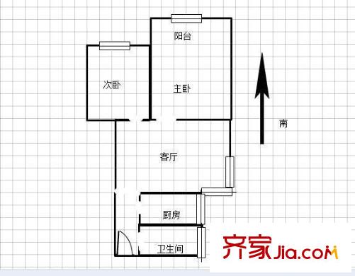 西橋戶型圖戶型圖 2室 2室1廳1衛(wèi)1廚