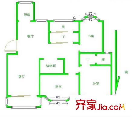 盧龍山莊戶型圖戶型圖 3室 3室2廳1衛(wèi)1廚