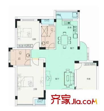 恒安嘉園戶型圖戶型圖  3室 3室2廳2衛(wèi)1廚