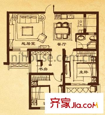 盈嘉香榴灣戶型圖戶型圖 2室 2室2廳1衛(wèi)1廚