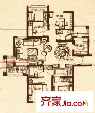 盈嘉香榴灣戶型圖戶型圖 4室 4室2廳2衛(wèi)1廚