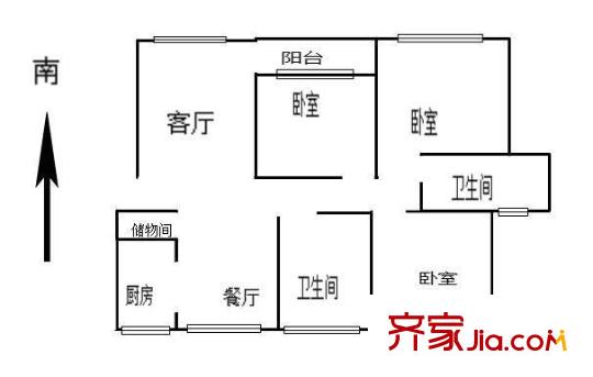 泰盈陽光之旅戶型圖戶型圖 3室 3室2廳2衛(wèi)1廚