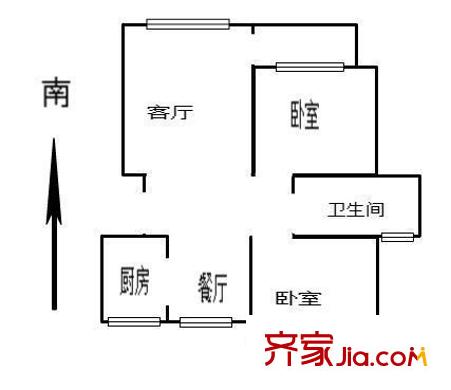 泰盈陽光之旅戶型圖 戶型圖 3室 3室2廳1衛(wèi)1廚