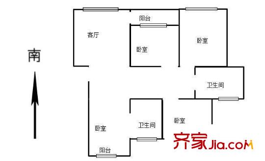 泰盈陽光之旅戶型圖 戶型圖 3室 3室2廳1衛(wèi)1廚