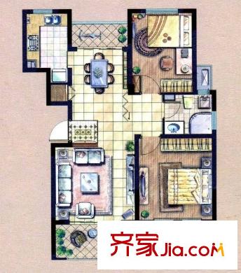威尼斯水城第六街區(qū)戶型圖戶型圖 2室 2室2廳1衛(wèi)1廚