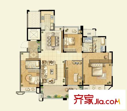 保利香檳國際戶型圖戶型圖 4室  4室2廳3衛(wèi)1廚