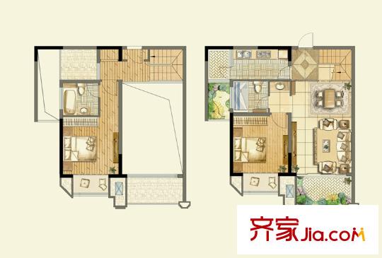 保利香檳國際戶型圖戶型圖 2室  2室2廳2衛(wèi)1廚