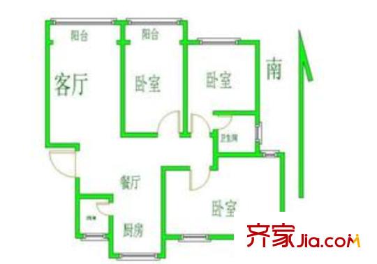 愛(ài)濤翠湖花園戶型圖戶型圖 3室 3室2廳2衛(wèi)1廚