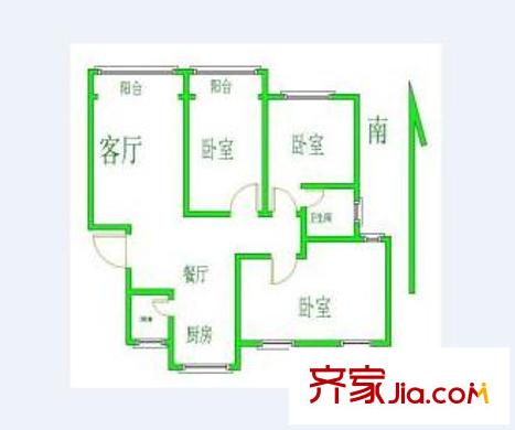 愛(ài)濤翠湖花園戶型圖戶型圖 3室 3室2廳2衛(wèi)