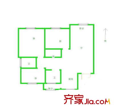 愛濤翠湖花園戶型圖戶型圖 3室 3室2廳2衛(wèi)1廚