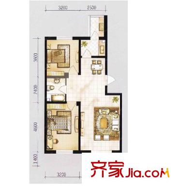 挪威森林戶型圖戶型圖 2室 2室2廳1衛(wèi)1廚