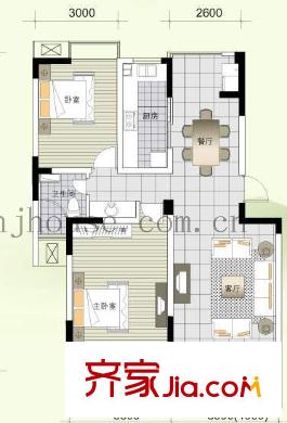 挪威森林戶型圖戶型圖 2室 2室2廳1衛(wèi)1廚