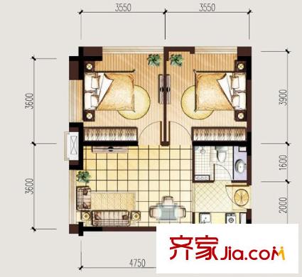 中海凱旋門戶型圖戶型圖 1室 2室1廳1衛(wèi)1廚