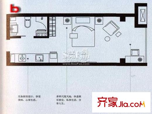 中海凱旋門戶型圖戶型圖 1室 1室1廳1衛(wèi)