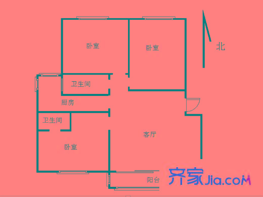 匯賢居戶型圖戶型圖 3室 3室2廳1衛(wèi)1廚