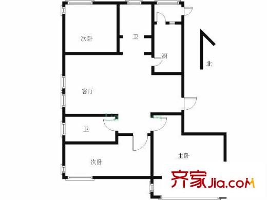 蘇寧睿城戶型圖戶型圖 3室 3室2廳2衛(wèi)1廚