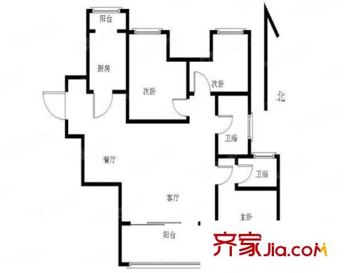 蘇寧睿城戶型圖戶型圖 3室 3室2廳2衛(wèi)1廚