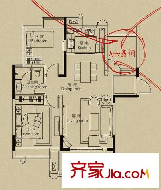 融僑世家戶型圖戶型圖 3室 3室1廳1衛(wèi)1廚