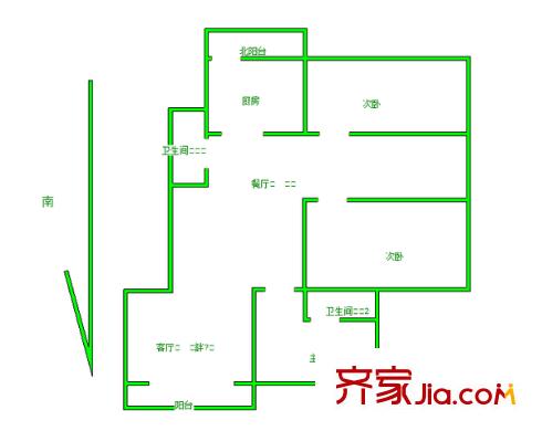 辰龍綠苑戶型圖戶型圖 3室 3室2廳2衛(wèi)1廚