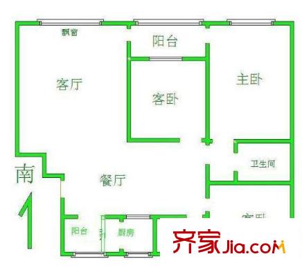 旭日華庭戶型圖戶型圖 3室 3室2廳2衛(wèi)1廚