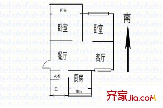 金陵世紀(jì)花園戶型圖戶型圖2室 2室2廳1衛(wèi)1廚