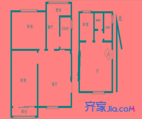 金陵世紀(jì)花園戶型圖戶型圖 2室 2室2廳1衛(wèi)1廚