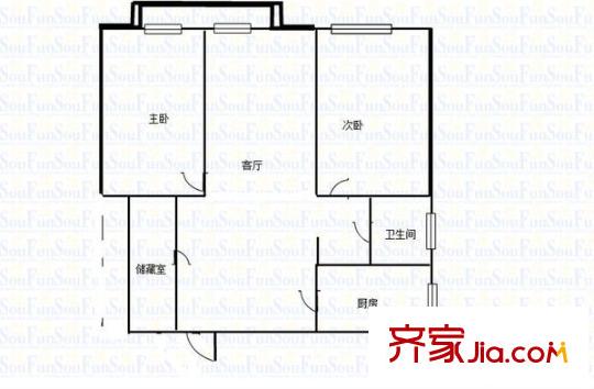 金陵尚府戶型圖戶型圖 2室 2室2廳1衛(wèi)1廚
