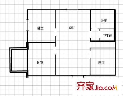 百水芊城戶型圖戶型圖 3室 3室1廳1衛(wèi)1廚