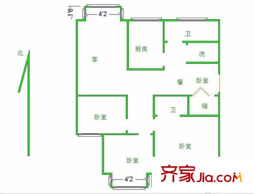 林景瑞園戶型圖戶型圖 3室 3室2廳2衛(wèi)1廚