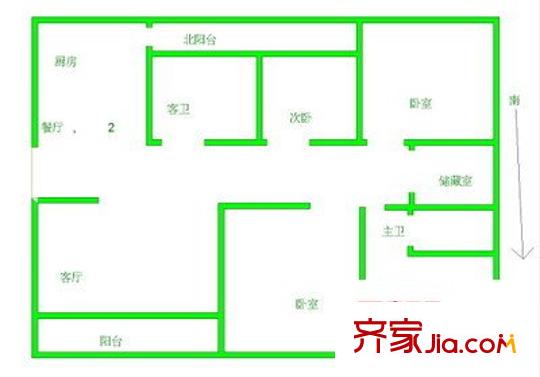 明月花園戶型圖戶型圖 4室 4室2廳1衛(wèi)1廚