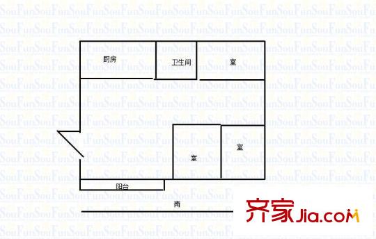 明月花園戶型圖戶型圖 3室 3室2廳1衛(wèi)1廚